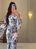 New Women's Fashion Elegant High-Waisted Party Showing Thin Dress Long Sleeve Dress
