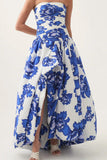 Printed Bosom Dress 2025 Summer New Fashion Pressure Folds Thin Sexy Open Fork Dress
