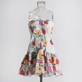 Holiday Wind 2025 Summer New Breast-Scaring Necked Neck Design Short-Height Bullet Short Dress