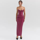 Summer 2025 New Temperament Hottie Sexy Bare Leather Corset Dress Woman DJPT