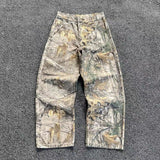 Summer New Retro Leisure Branches Camouflage Pants Water Wash Old Work Pants DJPT