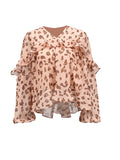 Print Niche Brand The Same Two Sets Of 2025 Summer New V-Neck Long-Sleeved Top Skirt Suit