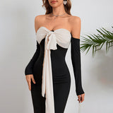 Autumn 2025 New Temperament Tender Strap With One-Word Shoulder Palping Dress Dress Woman DJPT