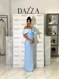 Blue Word Shoulder Banding Dress Dubai Elegant Famous French Evening Dress