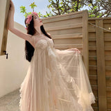 Niche Sling Dress Woman Seaside Holiday Dress Super Fairy Birthday Dress Engagement Morning Robe Banquet Dress DJPT