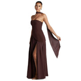 2025 New Solid Color Sleeveless Chest Open-Back Splicing Dress