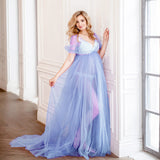Mesh Pregnant Women Take Pictures Of The Long Dress Medium Long Draw And Drag Skirt 1204 Maternity