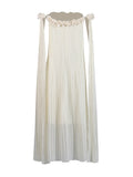 2025 New One-Word Three-Dimensional Flowers Splicing Shoulder Sexy Long Folding Long Folded Skirt Woman