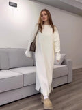2024 Knitted Cover Korean Version Of Fashion Temperament Round Long Loose Dress