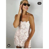 Niche Sweet Temperament Heavy Industry Flower High-End Pure Desire Sling Skirt