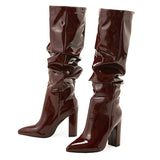 Skin Boots Side Zipper Tip Thick And Fashion Wrinkled Women Boots Women Boots High Quality Shoes