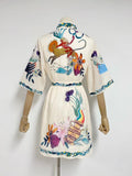 Niche 2025 New Collar Short Sleeves Printed With Thin Dress Woman