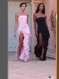 Summer Explosion Sexy Chest Repair Wooden Ear Side Open Temperament Evening Dress Dress Dress DJPT