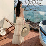Holiday Style V-Neck Hanging Neck Top Skirt Half Dress Two Sets Of Women's Summer Beach Beach Skirt