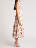 French Temperament Elegant Floral Prints Sling Dress In Summer 2024