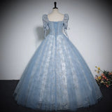 Blue Evening Dress 2025 Summer New Stage Piano Performance Solo Student Vocal Art Dress Presided