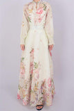 Early Autumn Australian Design Elegant Fresh Floral Shirt Top + High Waist Half-Dress Suit