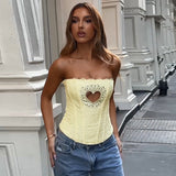 New Vest Sexy Hot Diamond Love Zipper Repair Waist Hot Boobs Woman DJPT