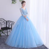 Annual Performance Dresses 2025 New Student Voice Test Long Sleeve Art Test Blue Long Sleeve Dress Woman