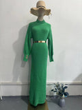 Half-High Collar Cover Fashion Languid Knitted Long Dress In Autumn And Winter 2024