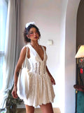 Design Embroidery Waist Temperament Thin Dress 2024 Summer Pure Sexy Hollow High Waist Fluffy Skirt
