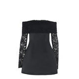 Autumn 2025 New Ass Skirt Small Fragrant Temperament Sexy Shoulder Lace Dress DJPT