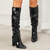 Skin Boots Side Zipper Tip Thick And Fashion Wrinkled Women Boots Women Boots High Quality Shoes