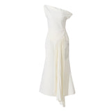 Elegant Retro Style Dress 2025 Summer New Slanted Shoulder Irregular Temperament Dress Dress Woman