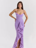 Autumn And Winter Women's New Temperament Sexy Bareback Mesh Sling Dress Solid Color Dress HZ0628