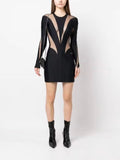 Of Small Black Dress Niche 2025 Autumn And Winter Fashion Trend Mesh Splicing Body And Hip Dress Skirt