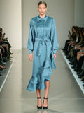 Temperament Fashion Court Style 2025 New Collar Single-D Row Buckle Bubble Sleeve Irregularly Spliced With Dress Woman
