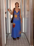 2024 New Beach Leisure Wind Depth V Sling Dress