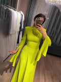 2024 New Lotus Leaf Sleeve Long Half-High Collar Design Feel Dress Temperament