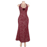 Autumn 2025 New Bag Hip Dress Fashion Style Style Style Hanging Neck Lace Long Dress Dress Woman DJPT