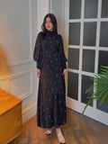 2024 Gentle Wind Loose With Small Cherry-Print Ribbon Dress Long Sleeve Dress