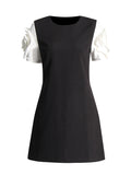 Famous Style Dress 2025 Summer New Round Collar Three-Dimensional Flowers Solid Dress Woman