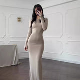 2024 Women's Fashion Sexy Tight-Groomed And Comfortable Solid Color Long Dress