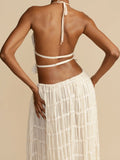 Design Folding Top Sexy Back Hanging Neck Sling Skirt Two Sets HZ0628