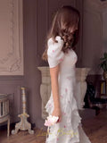 2025 New Sweet Style Temperament Short-Sleeved Silk Elegant Fashion Dress Woman