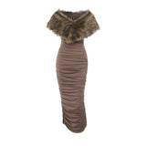 Autumn 2025 New Temperament Body-Body-Slender Shoulder-To-Heart Shawl Dress Woman DJPT