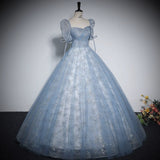 Blue Evening Dress 2025 Summer New Stage Piano Performance Solo Student Vocal Art Dress Presided