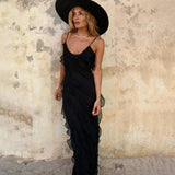 Dress With Long Back Dress Open Fork Sexy Body Sling Skirt Chiffon Side Dress