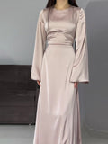 2024 New Waist-Skinny Strap Solid Long-Sleeved Long-Sleeved Dress Dress Dress Woman