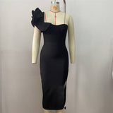 Summer 2025 Sexy One-Shoulder Banded Skirt With Lotus Leaf-Side Temperament Party Dress