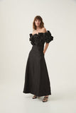 2025 Spring New A Dress Word Three-Dimensional Flowers Long Dress Dress Woman