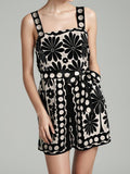Casual Wind 2025 New Printed Sleeveless Button Tie With Short Broad Leg Jumpsuit Woman