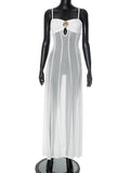 Women's Adjustment Shoulder Strap Chest Floral Metallic Dress DJPT