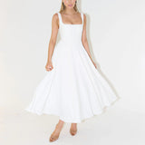 Summer New Simple Sexy Solid Color Shoulder Strap Repair Medium Long Dress