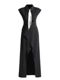 Street Style Shirt Dress 2025 Spring New Collar Heavy Industry Tie With Body-In-Body Temperament Dress Dress Woman