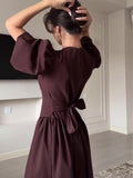 2025 New Temperament Elegant Women's Dress Round Collar Short Sleeve Dress Dress Women
